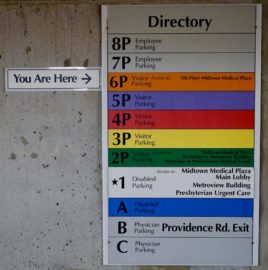 Charlotte office parking deck directory